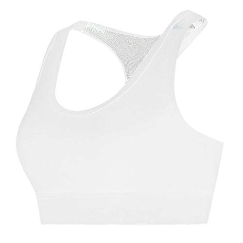 Litthing Brassière de Sport Femme Respirant Push-up Actif à Impact Moyen Rembourré Soutien-Gorge de Sport Dos en Mesh avec Coussinet sans Armature (Blanc, L)