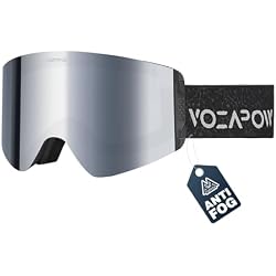 VOZAPOW Magnetic Ski Snowboard Goggles Interchangeable for Men, Women | Quick-change HD Lens Anti-fog, OTG, UV400 Protection, Anti Slip Strap, Soft TPU Frame for Snow Sports