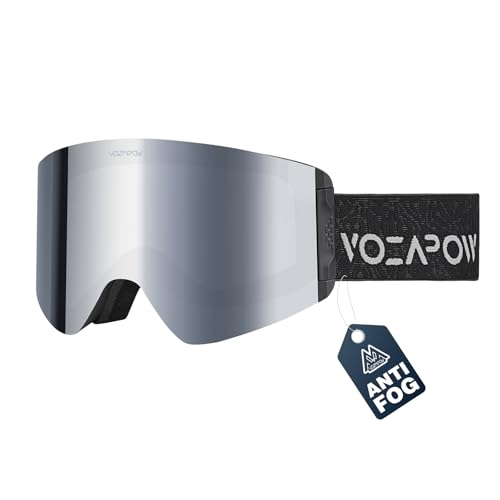 VOZAPOW Ski Goggles Anti-Fog with HD Lens, UV Protection, Magnetic Lens, OTG Snowboard Snow Goggles for Men Women