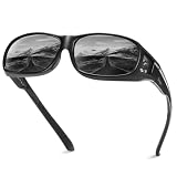 DUCO Okulary przeciwsłoneczne dla mężczyzn i kobiet, z polaryzacją, unisex, UV400, ochrona przed oślepieniem, dla osób noszących okulary, mały rozmiar, L – czarny, szary, L