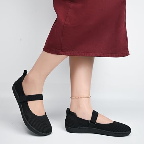 Women's Barefoot Mary Jane Flats - Wide Toe Box & Round Toe Knit Ballet Flat Shoes, Comfortable Dressy Casual Office Shoes2