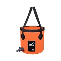 iGreely Folding Bucket, 12L Handy Folding Bucket, Easy to Clean with Tap - Perfect for Plumbing, Cleaning, Camping, Hiking, Fishing (Orange, 12L)