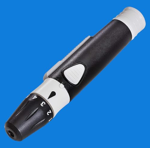 MCP Lancing Device Pen 5 Depth Settings Pain-free with 100 Round Lancets for glucometer gamma Sterilized 30G sugar test needles (Universally Compatible).