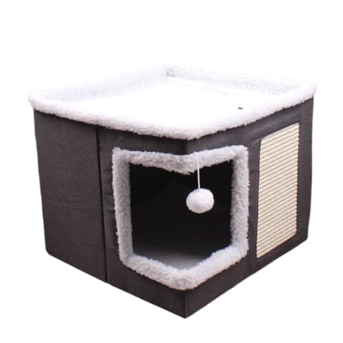 Yongtai猫ハウス猫ベッドペットベッドキャットハウス折りたたみクッション付きキャットボックス通気性組立簡単猫寝床ベッドドーム型 寒さ対策 キャットハウス 室内用 ドーム猫用ベッド暖かい爪研ぎ付きオールシーズン通用おしゃれかわいいお手入れ小型犬ネコ用室内