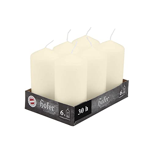 Hofer Unscented Pillar Candles, Ivory, 60 x 120 mm, Set of 18 Decorative Candles, 39 Hours Long Burning Time, Dripless - Image 2