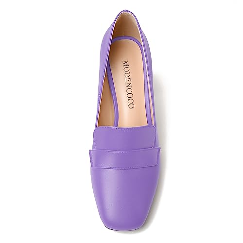 Image of MODENCOCO Womens Sexy Formal Matte Slip On Square Toe Work Block High Heel Loafers Shoes 3.5 Inch