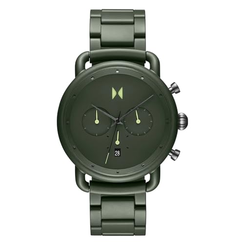 MVMT Blacktop Qtz Analog Fashion Chrono Green Round Dial Mens Watch, Green Ceramic Material, Green Band - 28000325-D (B0CJ5BLP89) Amazon Price History, Amazon Price Tracker