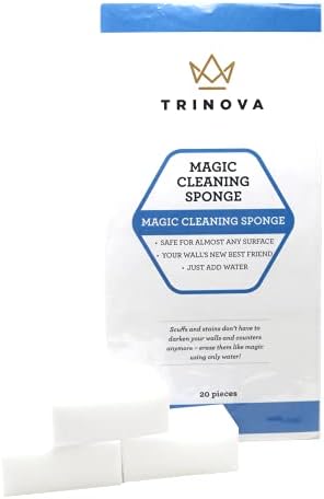 TriNova (20 Pack) Magic Cleaning Eraser Sponge - Best for Hard Surfaces in Kitchen, Bathroom, Home, Walls and More. Extreme Value, Clean with Non-Toxic Melamine