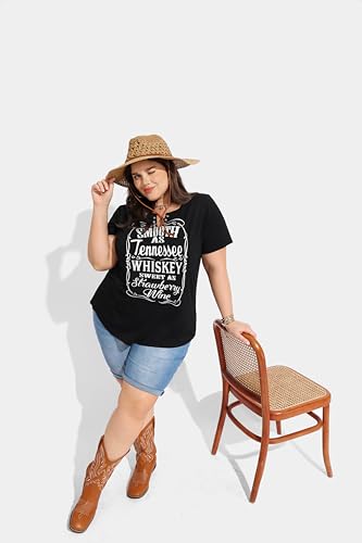 TIYOMI Plus Size T Shirt for Women Buttons Tops Short Sleeve Summer Sexy V-Neckline Shirts Solid/Tie Dye XL-5XL3