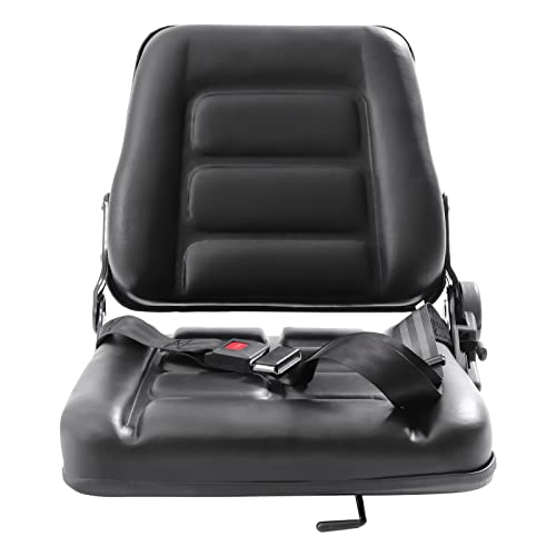 Universal Forklift Seat, Movable Black Universal Adjustable Forklift Seat Fits For Clark Cat Hyster Yale Toyota Mitsubishi, Foldable Full Suspension Seat Replacement for Heavy Mechanical Seat