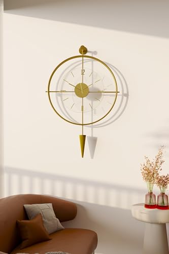 Image of Lavipen Gold Lux Wall Clocks for Living Room, 50cm Large Modern Silent Wall Clock, Gold Clock with No Ticking, Scandinavian Design with Sweep Movement, for Home Decor