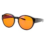 Hyuduo Blaulicht-blockierende Brille für Männer und Frauen, PC-Linse Blockiert 99% Schädliches Blaues Licht, 400–500 Nm, Komfortable Gaming-Computer-Brille mit Aufbewahrungstasche (Kreis)