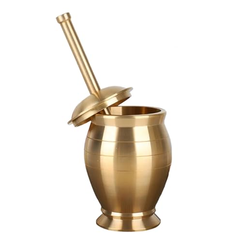 CaFfen Mortaio con Pestello Set di pestello e Mortaio in Rame Facile da Pulire con Coperchio Multiuso Mortaio