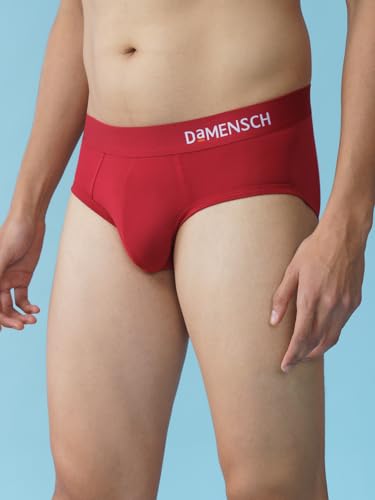 Image of DAMENSCH Modal Regular Fit Solid Brief Underwear Anti-Bacterial Moisture Wicking Breathable Microfibre Waistband Deo-Soft Briefs for Men