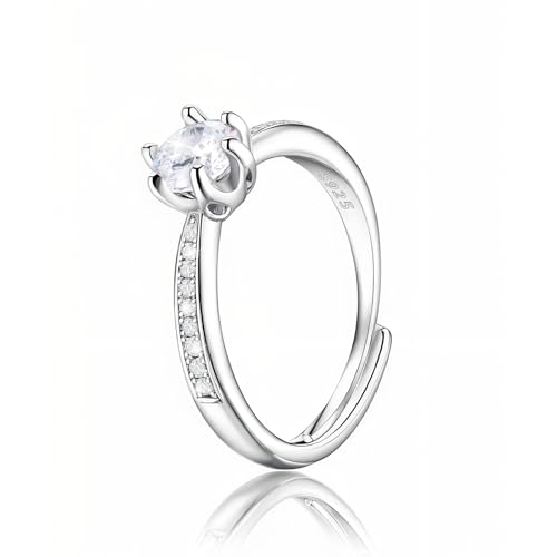 Sterling Silver Engagement Rings for Her Women Hypoallergenic Cubic Zirconia Adjustable Friendship Promise Rings for Wife