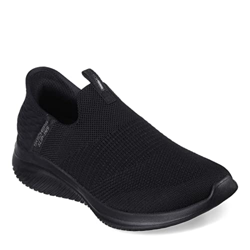 Skechers Ultra Flex 3.0 Cozy Streak, Sneaker Donna, Bordo in Maglia Nera, 36 EU Larga
