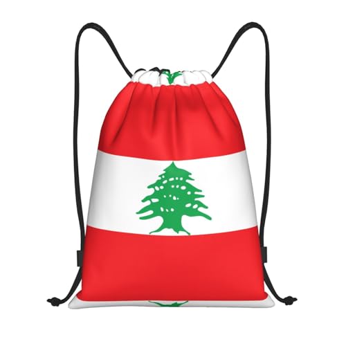 Medium Drawstring Bag - Sport Flag of Lebanon Print Sackpack for Yoga, Dance, Travel, Hiking - Lightweight Storage