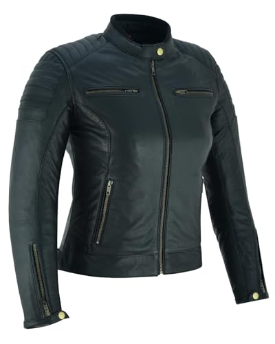Veste de moto en cuir femme contre le vent avec équipement de protection