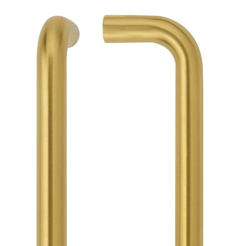 Ironmongery Solutions® 19mm D Pull Handle 425mm Centres Grade 304 Stainless Steel Heavy Duty Door Handle Corrosion Resistant Bolt Through Fixings Included (PVD Satin Brass)