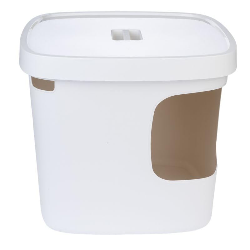 Haubentoilette Devon | Quadratische Katzentoilette | Abnehmbarer Deckel | ideal in Ecken | Maße: L 49,5 x B 49,5 x H 43 cm