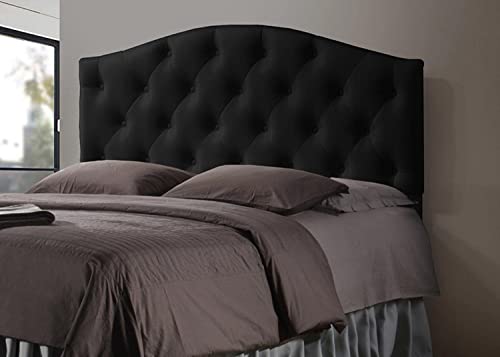 Baxton Studio Myra Modern And Contemporary Queen Size Black Faux Leather Upholstered Button-Tufted Scalloped Headboard #TOP1