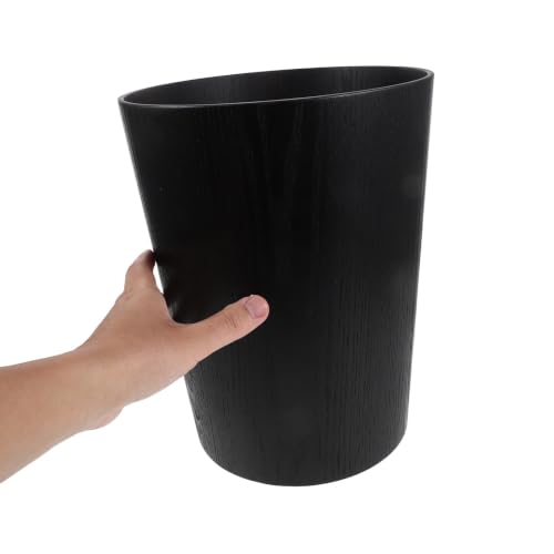 Papelera de madera negra rústica de 10l redonda para dormitorio 4