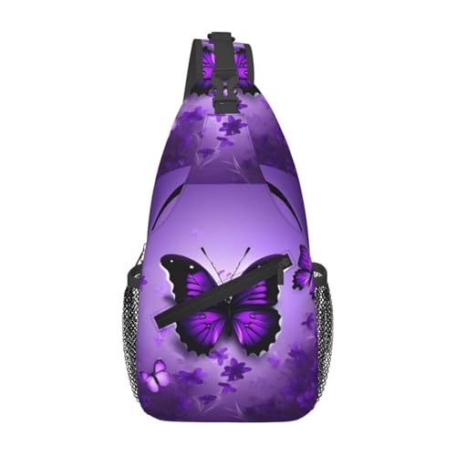 Mochila bandolera negra con estampado de mariposas