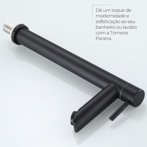 Torneira Alta Preta Fosca Premium Banheiro Lavabo Lavatorio de Bancada Somente Água Fria de Bica em