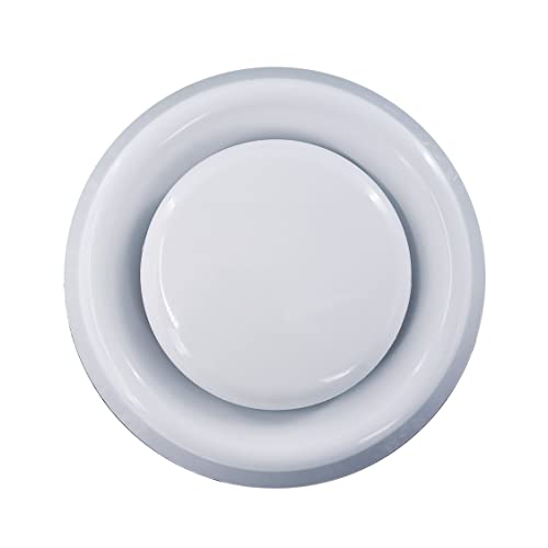VENTS UK 125 mm / 5'' White PVC Round Ceiling Ventilation Cover/Plastic Air Vent Diffuser with Fixing Ring for Bathroom Kitchen Hydroponics in-Line Extract Fan Air Conditioning HVAC