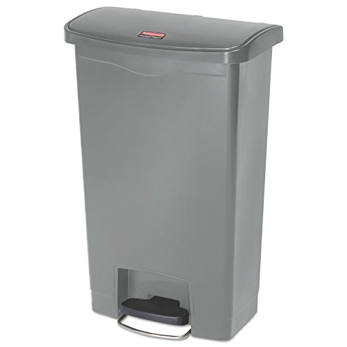 Rubbermaid Commercial Products - 1883602 Streamline Slim Step-On Plastic Trash Garbage Can, 13 Gallon, Gray