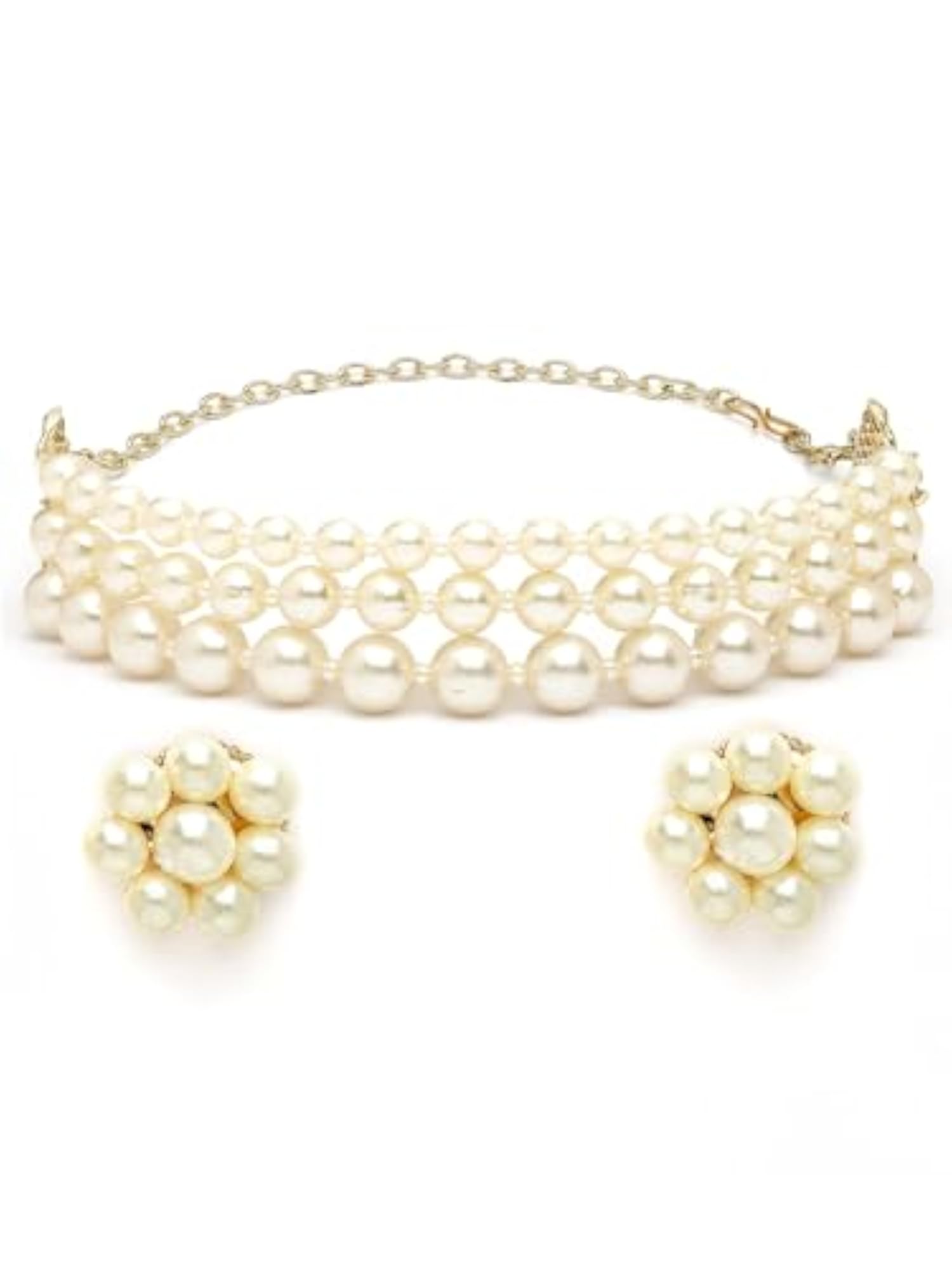 Graduate Pearl Beaded Choker Necklace Set, Elegant