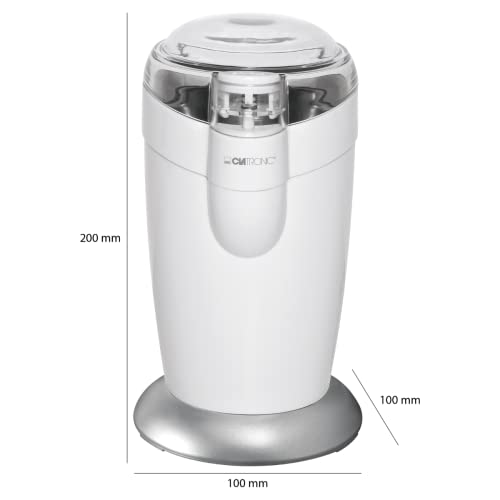 Clatronic elektrische Kaffeemühle, Kaffeemühle mit Edelstahlschlagmesser, Fassungsvermögen 40 g, 120-Watt Motor, weiß… – Bild 7