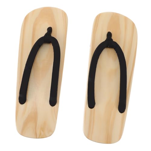 Geta de madera Gatuida con suela plana estable y tela negra muy cómoda