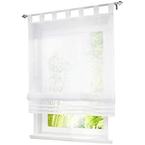 Bailey Jo Roman Blind, Transparent Voile Curtain With Loops, Pack of 1, Fabric, White, BxH 60x155cm Cover