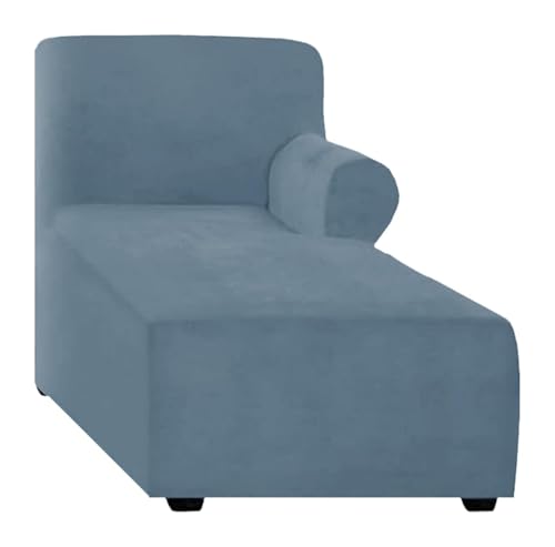 QRLKJHGFA Fundas universales para sofás, Funda de Terciopelo for Chaise Lounge for sofá reclinable, Lavable a máquina, Multicolor, Izquierda/Derecha(Grey Blue,Right Chaise Lounge)