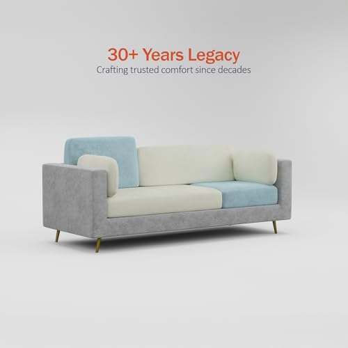 Image of Nuvola Premium Latex Fabric Sofa | 3, 4 & 5 Seater Options | 2 & 3-Toned Variants | Ultra-Soft Deep Seating Comfort | Modern Living Room Sofa | 3-Year Warranty