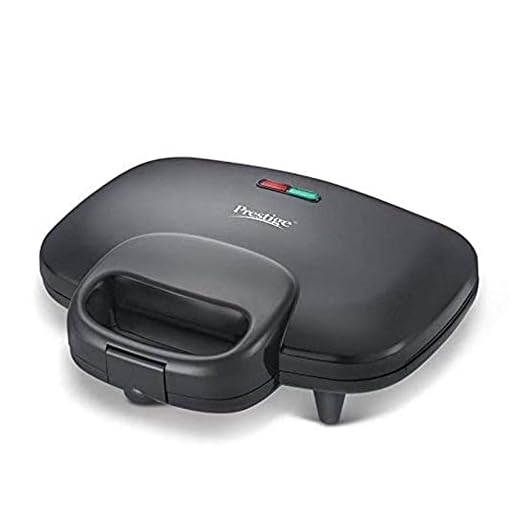 Prestige 800W Sandwich Maker (PSMFD 01)| Black | Heat Resistant Bakelite Body|Non-Stick Coating | Power Indicators | Oil Free Toasting