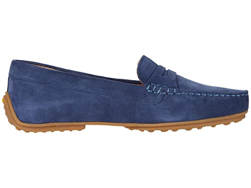 Image of Samuel Hubbard Free Spirit for Her - Loafers for Women - Suede Interior - Rubber Outsole - Penny Keeper Strap Stonewashed Blue Suede /Gum Sole 7.5 B - Medium