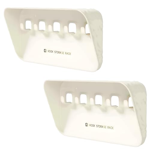 Image of JRM Key Holder for Wall with Shelf, Adhesive Wall Mounted Organizer Rack with 5 Hooks, No-Drill Key Hanger for Entryway, Kitchen, Bathroom, Bedroom, Garage, Multi-Purpose Storage Shelf