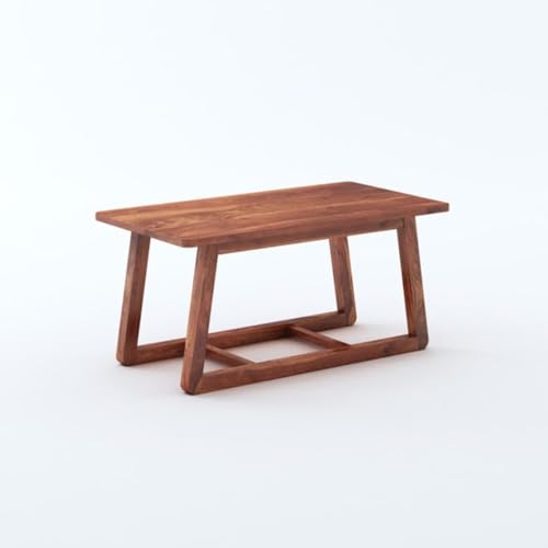 Image of MAMTA DECORATION Solid Sheesham Wood Coffee Table for Living Room | Wooden Center Table for Home, Office & Lounge | Modern Tea Table with Cross Base Design | Rectangular Coffee Table | Honey Finish