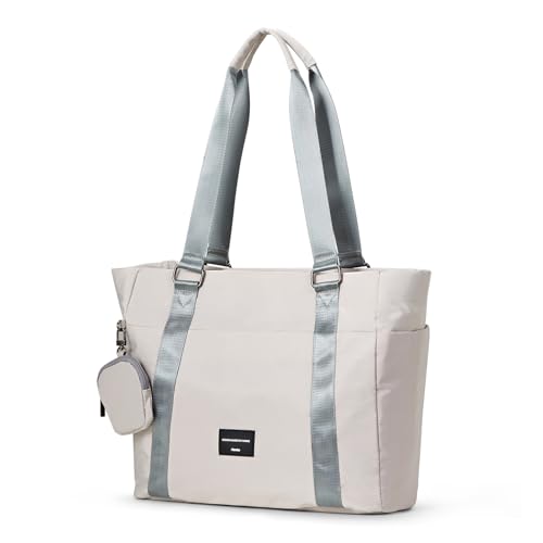 Hanke Laptop Tote - Lightweight Nylon Shoulder Bag for Work, Travel, Sports & Gym - Dune Grey
