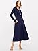 Glamaker Womens Long Sleeve Dress - 2025 Trendy Fashion Crew Neck Button Down Fit & Flare Fall Midi Dresses with Pockets (Navy Blue XL)