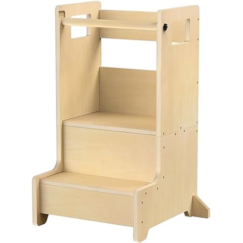 Naitesen Toddler Standing Tower, Kitchen Stool Helper, Ideal Wooden Step Stool for Kids Child Learning New Skills Kitchen Counter Bathroom Sink Helper Cover