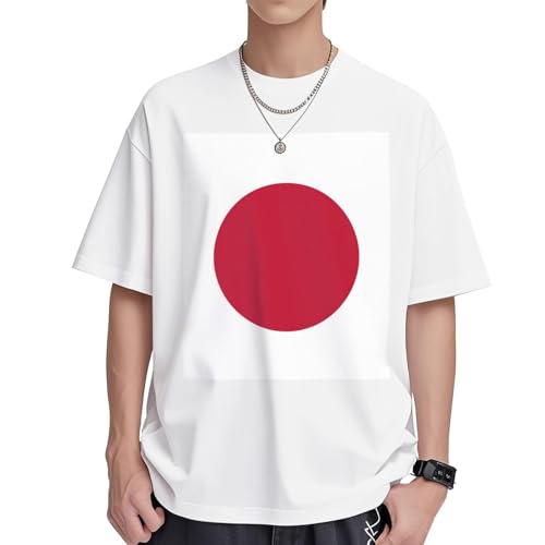T-shirt en coton imprimé drapeau japonais femme tunique ample col rond