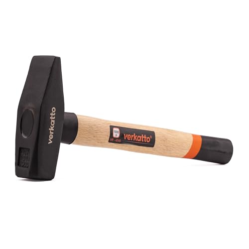 Mivos Låshammare 1 000 g med trähandtag - ingenjörshammare med smitt hammarhuvud - verktyg för låssare - monteringshammare - stålhammare 1 000 g huvudvikt - DIN 1041