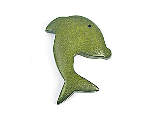 Pendentif bois dauphin ciré vert breloque naturelle 20x30mm pour loisirs créatifs