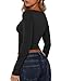 eoeoo Women's Sexy Deep V Neck Long Sleeve Double Lined Ruched Tops Slim Fitted Going Out Tshirts Black Small