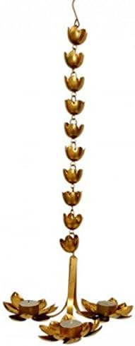 Toygully Gorgeous Hanging Golden Lotus Tea Light Holder/ Candle Stand for Diwali, Durga Pooja for Home Decoration