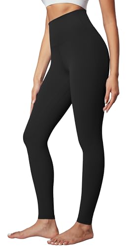 IUGA High Waisted Leggings for Women Tummy Control Buttery Soft Workout Leggings Compression Gym Yoga Leggings Black