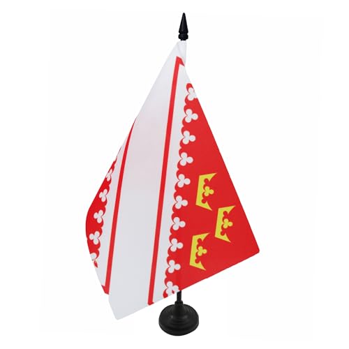 AZ FLAG - Drapeau De Table Alsace 21x14 cm - Petit Drapeau Alsacien De Bureau 100% Polyester Avec Hampe De 25cm Et Socle En Plastique Noir